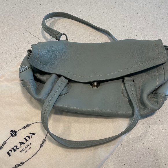Prada Handbags - Prada leather hand bag, medium blue